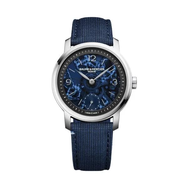 Baume & Mercier Montre Baume et Mercier Classima mécanique cadran bleu bracelet tissu bleu 42 mm