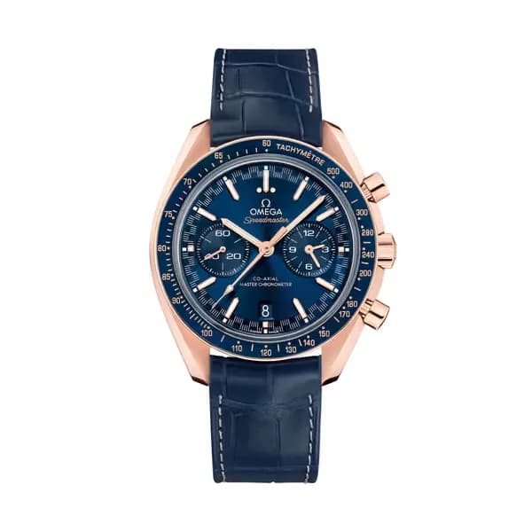 Omega Speedmaster 44,25 mm, or Sedna™ sur bracelet en cuir