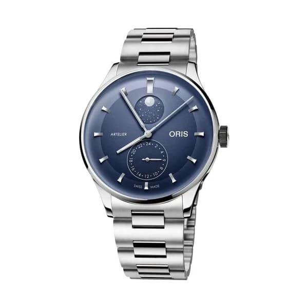 Oris Montre Oris Artelier Complication automatique cadran bleu bracelet acier 39,5 mm