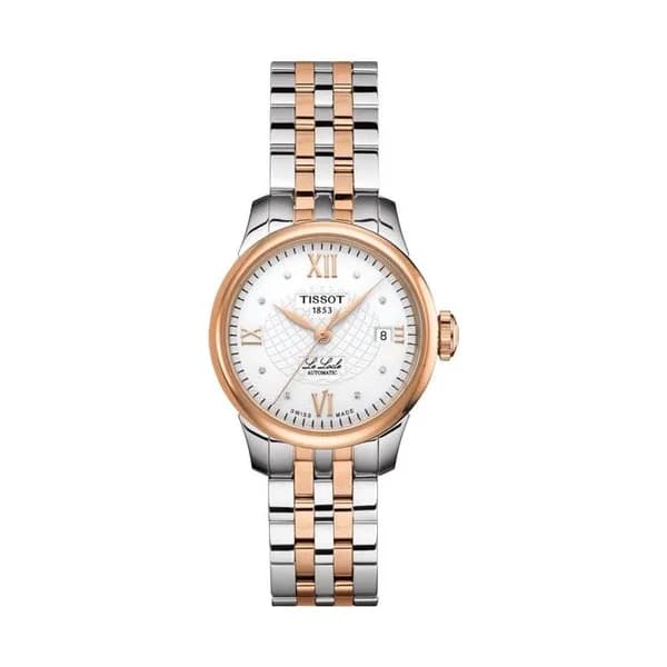 Tissot Montre Tissot T-Classic le Locle Lady automatique cadran argent bracelet acier bicolore 25,3 mm