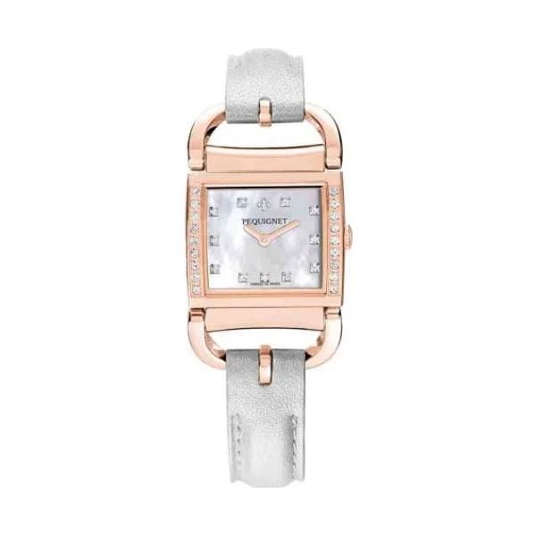 Pequignet E. Montre Pequignet Attellage Quartz - Cadran Nacre Blanc - Bracelet Gris perle nacré - 5896509CD-CGPN