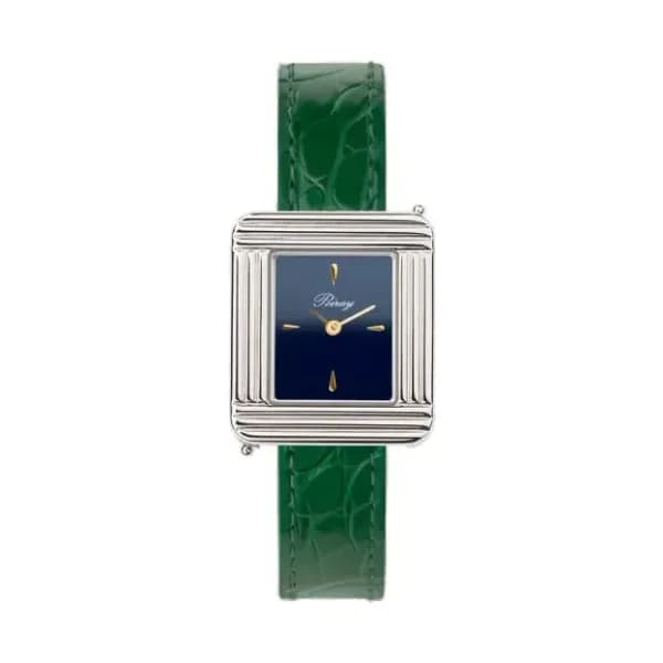 Poiray Montre Poiray Ma Première Mini Acier Cadran Bleu Bracelet Alligator Vert