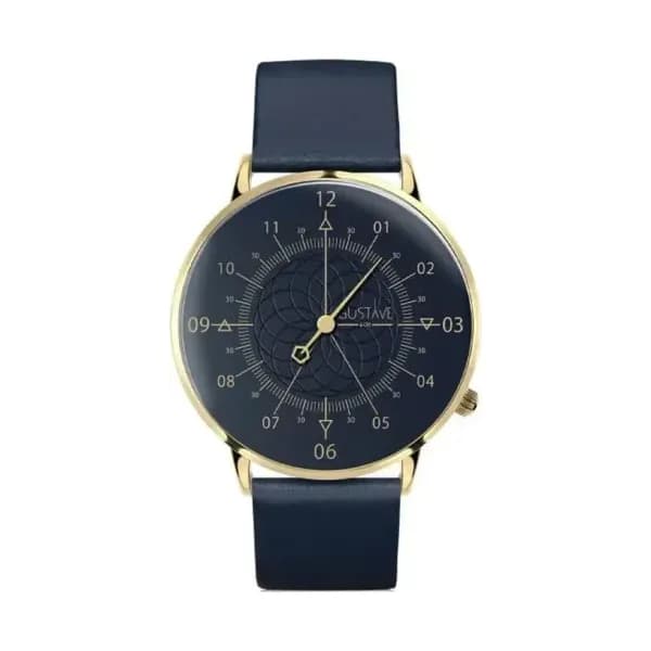 Gustave & Cie Montre 12H Louis Or & Bleu Cuir Bleu Océan 40mm