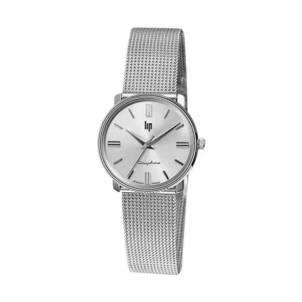 Lip Montre Lip Dauphine quartz cadran argent bracelet maille milanaise 29 mm