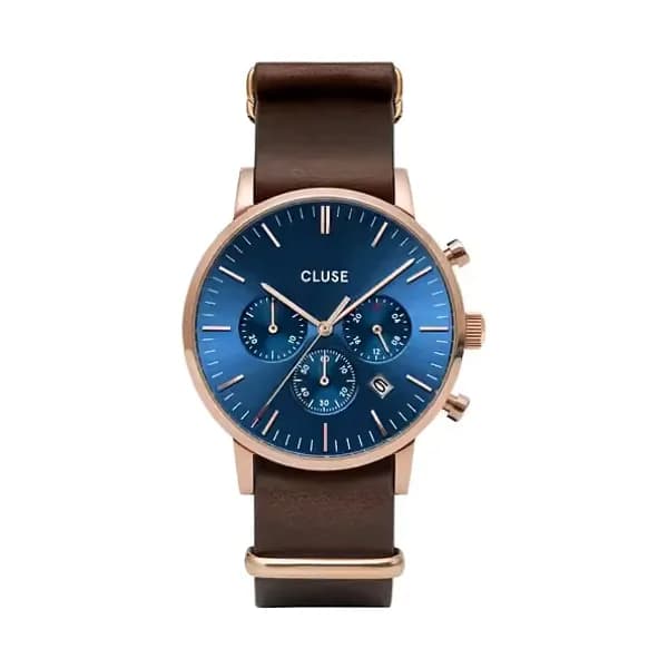 Cluse Montre Analogique Homme Cluse Cuir Marron CW0101502008 - Cleor