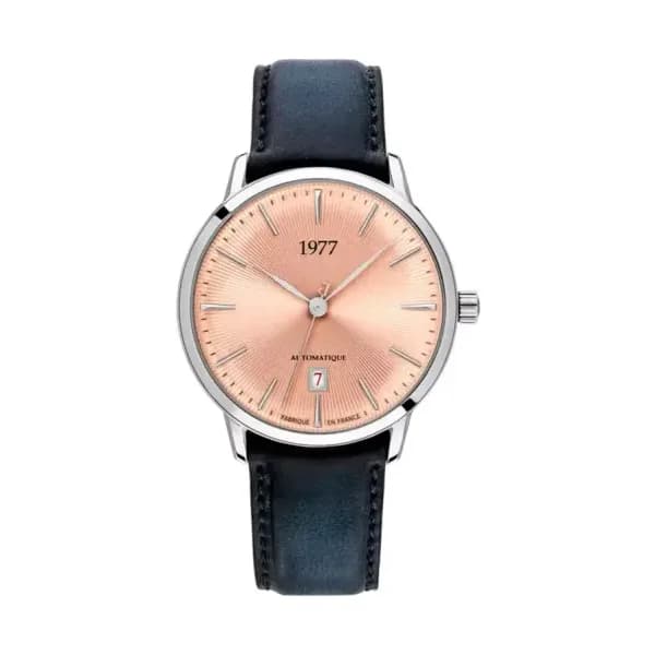 1977 Montre EDMOND saumon argenté cuir 1977P01156