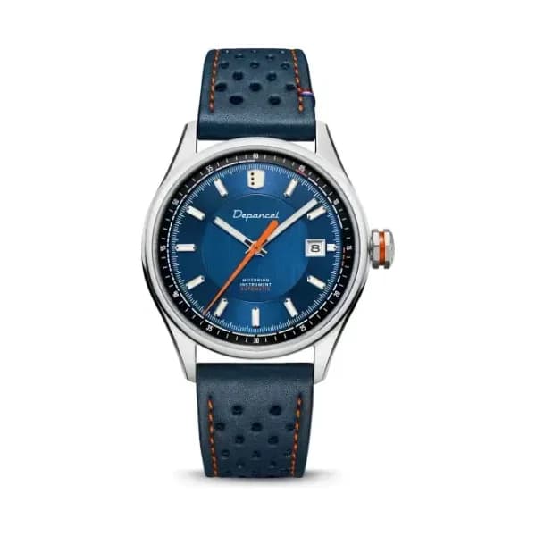 Depancel Montre Depancel Autosport Date Cadran Bleu Bracelet Racing Bleu Orange