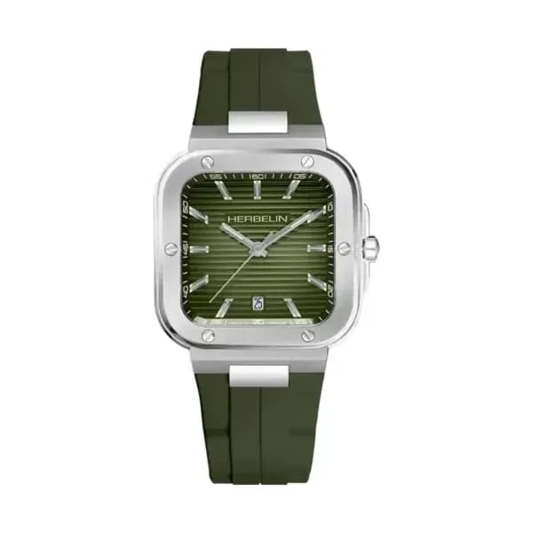 Michel Herbelin Montre Herbelin Collection Cap Camarat Square en Caoutchouc Kaki