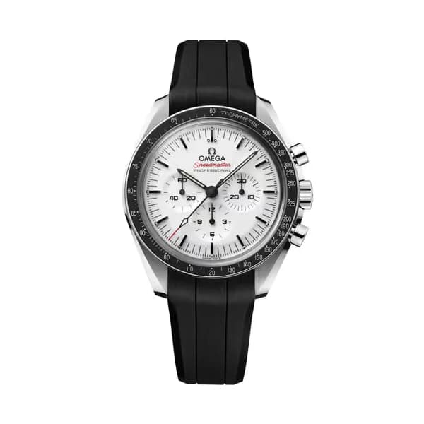 Omega Speedmaster 42 mm, acier sur bracelet caoutchouc