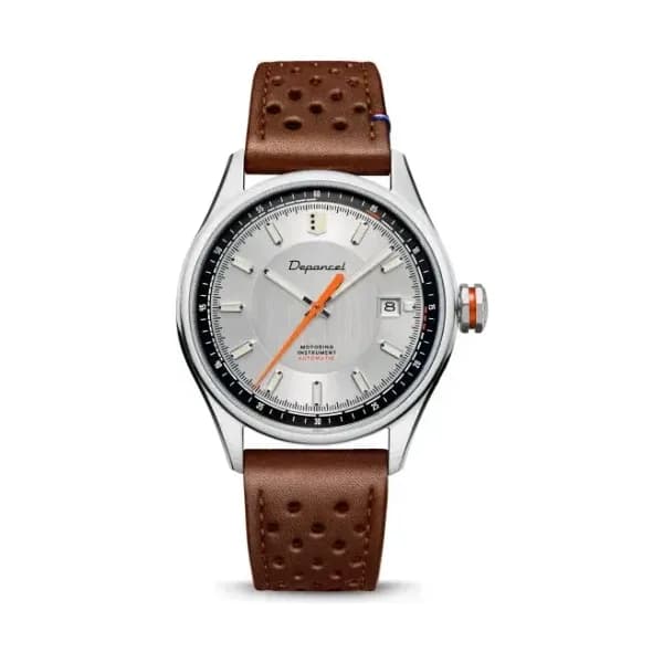 Depancel Montre Depancel Autosport Date Cadran Silver Bracelet Racing Marron