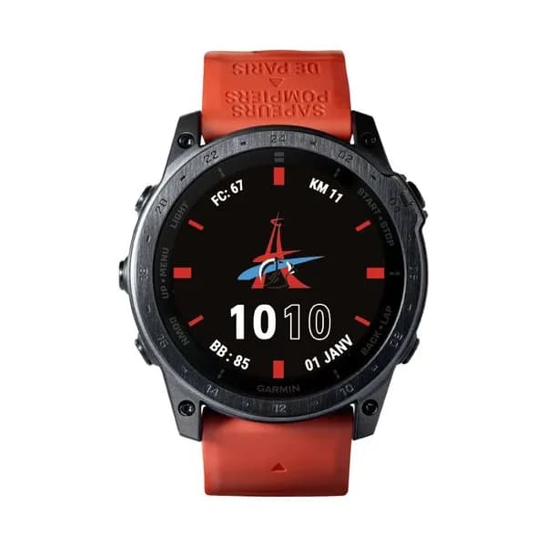 Garmin Montre Garmin Tactix 7 AMOLED Edition Brigade des Sapeurs-Pompiers de Paris bracelets nylon noir et silicone 51 mm