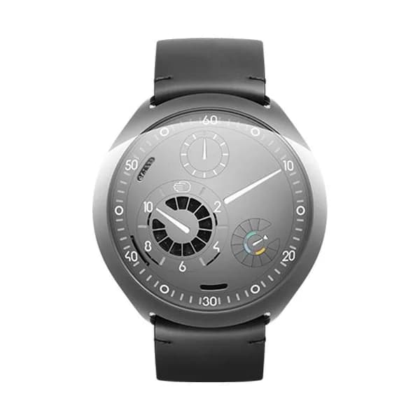 Ressence Montre Ressence Type 2 G titane automatique e-Crown cadran gris bracelet cuir gris 45 mm