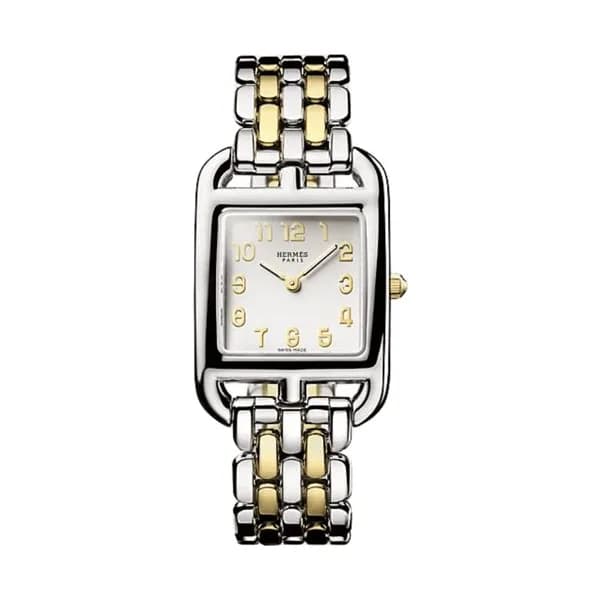 Hermès Montre HERMÈS Cape Cod Petit Modèle quartz cadran argenté bracelet acier &amp; or jaune 31 mm