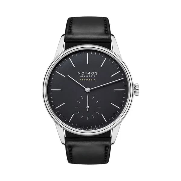 Nomos Montre Nomos Orion Neomatik New Black automatique cadran noir bracelet cuir noir 39 mm