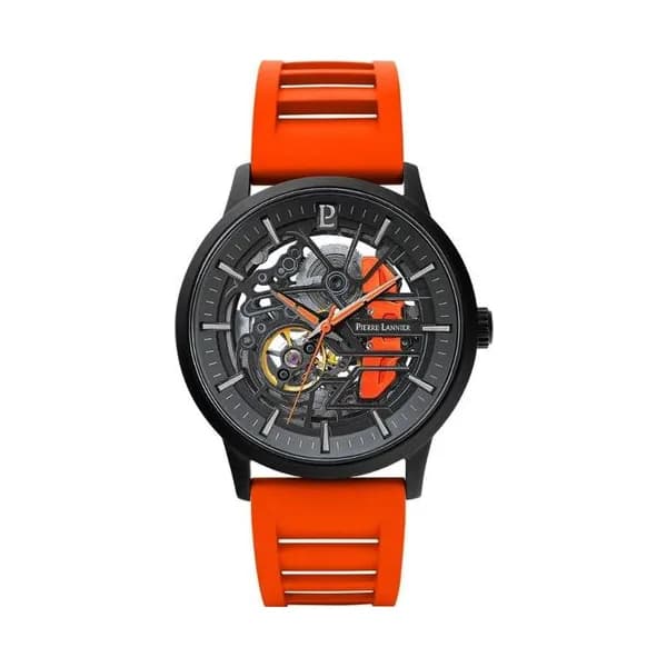 Pierre Lannier Montre Automatique Pierre Lannier Collection Paddock en Caoutchouc Orange
