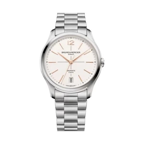 Baume & Mercier Montre Baume et Mercier Clifton automatique cadran blanc bracelet acier 39 mm