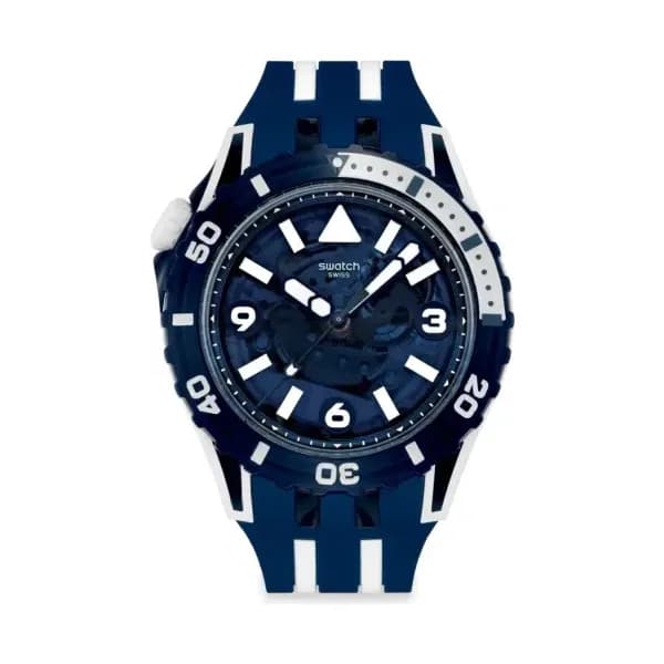 Swatch Montre quartz solaire Mixte Scubaqua Bleu