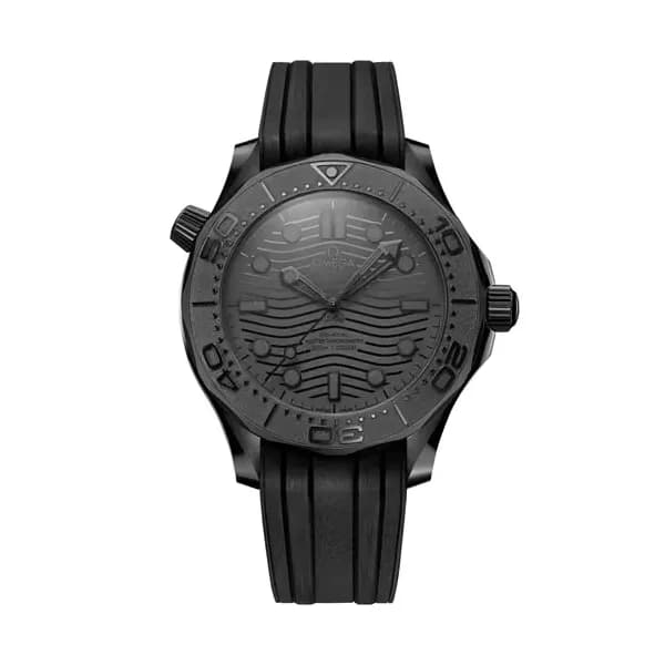 Omega Seamaster 43,5 mm, céramique noire sur bracelet caoutchouc