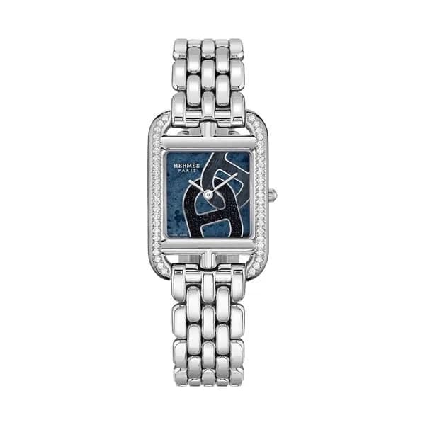 Hermès Montre HERMÈS Cape Cod Petit Modèle Sertie quartz cadran bleu bracelet acier 31 mm