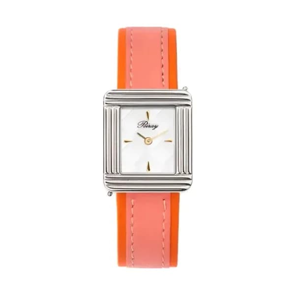 Poiray Montre Poiray Ma Première Cadran Blanc Texturé Bracelet Veau Sellier Rose