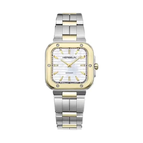Michel Herbelin Montre Herbelin Cap Camarat Square nacre et diamants Femme Quartz Diamants - 17546BT1N89
