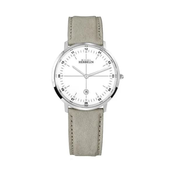 Michel Herbelin Montre Michel Herbelin City Vegan quartz cadran blanc bracelet végétal beige 38,7 mm