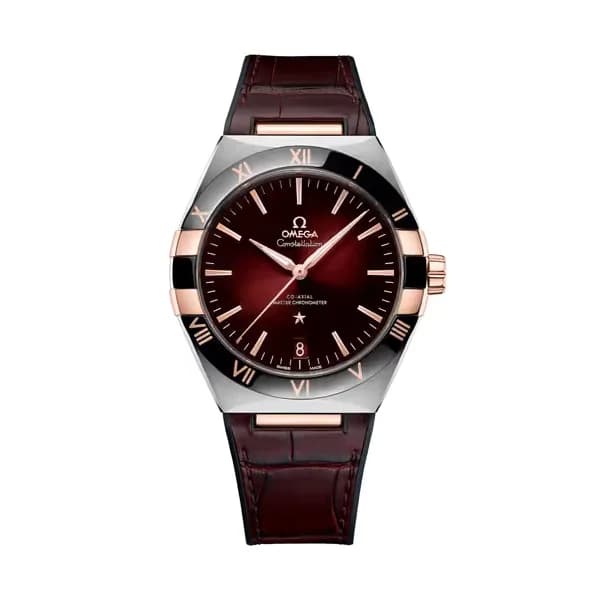 Omega Constellation 41 mm, acier - or « Sedna™ » sur bracelet en cuir