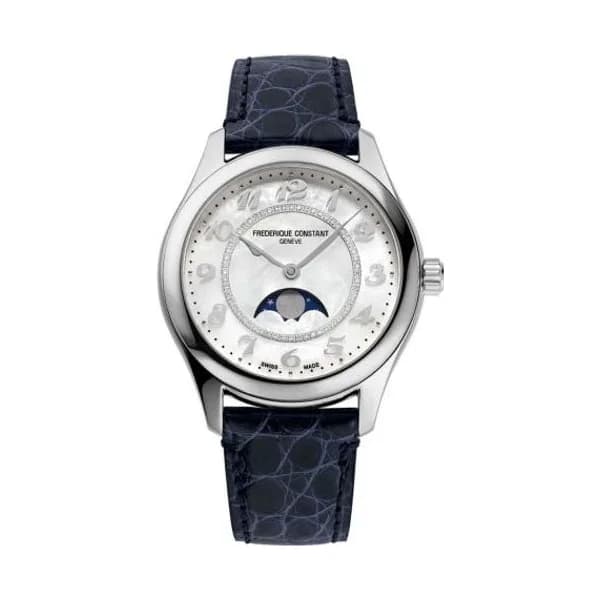 Frédérique Constant Montre Frédérique Constant Ladies Automatic Moonphase Automatique Cadran Nacré Bracelet Cuir - FC-331MPWD3B6