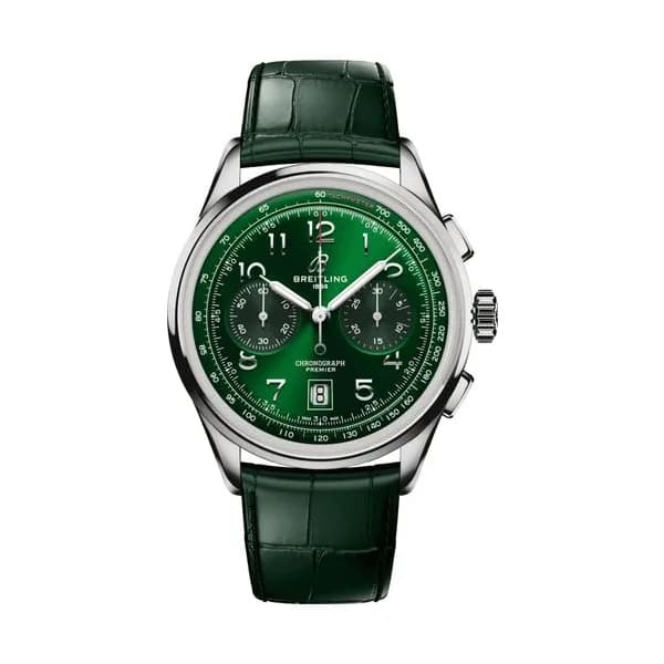 Breitling Montre Breitling Premier B01 Chronograph automatique cadran vert bracelet cuir vert 42 mm
