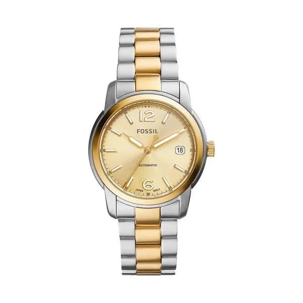 Fossil Montre Automatique Fossil Collection Heritage en Acier et PVD Argenté et Doré