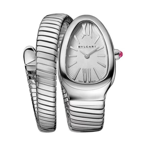 Bulgari Montre Bulgari Serpenti Tubogas quartz cadran en opaline argentée bracelet acier 35 mm