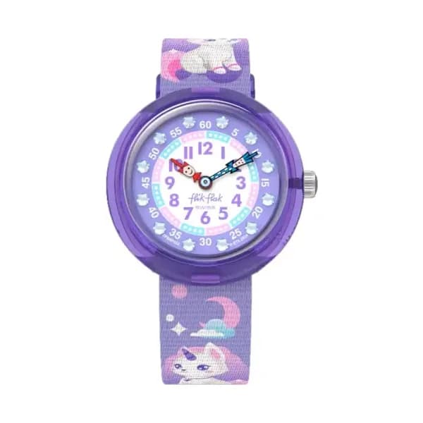 Flik Flak Montre Flik Flak Collection Cosmicat en Biosource Violet