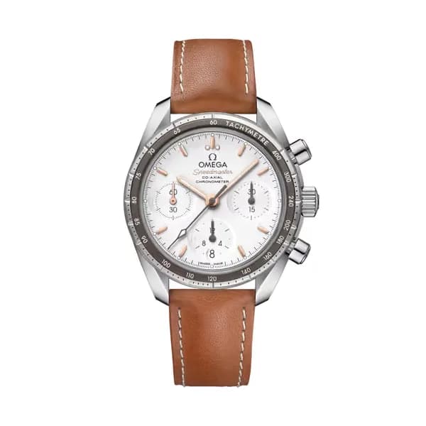Omega Speedmaster 38 mm, acier sur bracelet en cuir