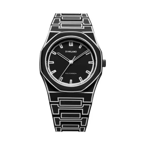 D1 Milano Montre D1 Milano Polycarbon Black Sketch Quartz - 40,5 mm- Cadran Noir - PCBJ33