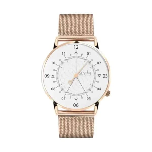 Gustave & Cie Montre 12H Louis Or Rose & Blanc Milanais Or Rose 36mm