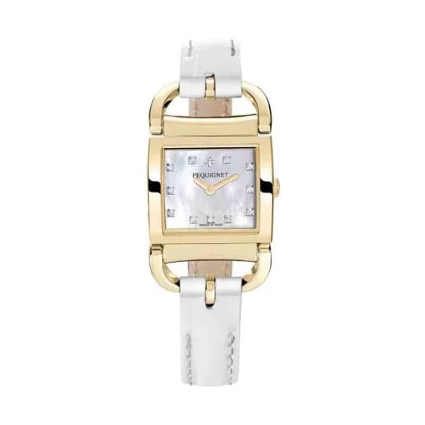 Pequignet E. Montre Pequignet Attellage Quartz - Cadran Nacre Blanc - Bracelet Blanc vernis - 5895508CD