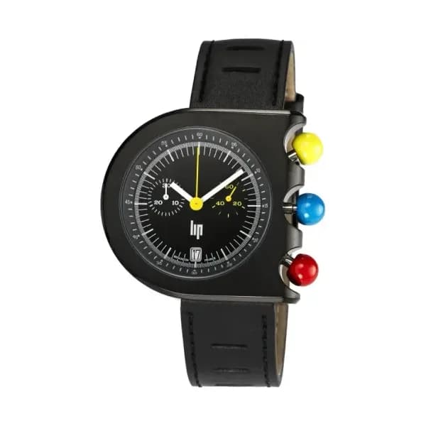 Lip Montre LIP Mach 2000 Chronographe Quartz Cadran Noir Bracelet Cuir
