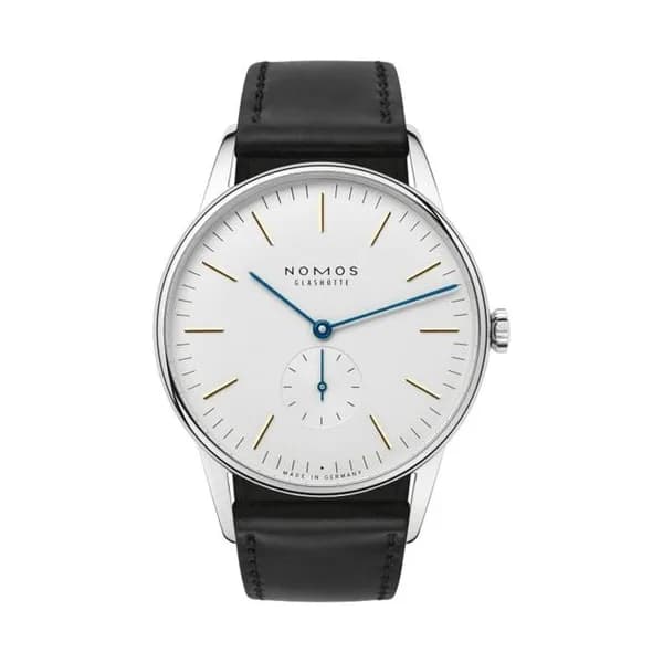 Nomos Montre NOMOS Orion 38 mécanique fond saphir bracelet cuir véritable noir 38 mm