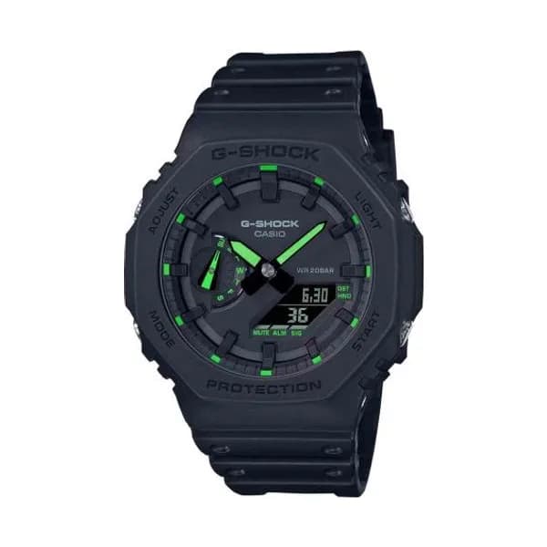 Casio Montre GShock Classic - Série GA-2100 - Noir & Vert 48.5 x 45.4 mm- GA-2100-1A3