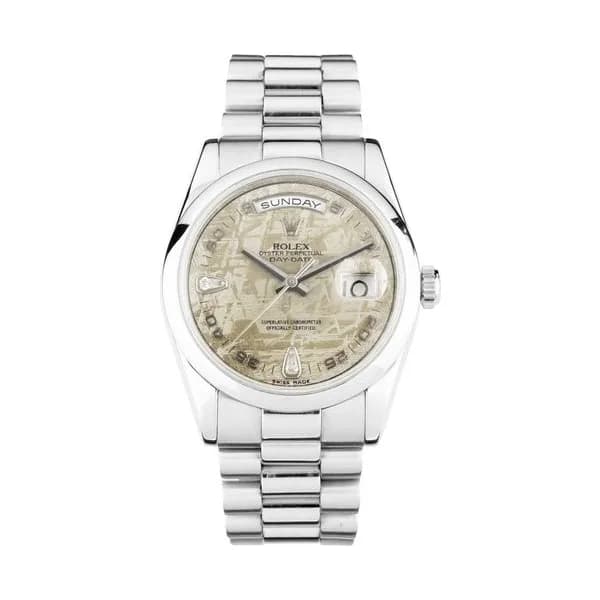 Rolex Montre Rolex Day-Date platine cadran météorite et diamants 36 mm 2009 Full Set