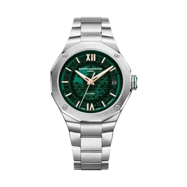 Baume & Mercier Montre Baume et Mercier Riviera automatique cadran vert bracelet acier 39 mm
