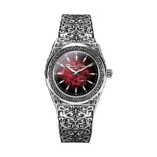 Thomas Sabo Montre Rebel at Heart Revive Automatique 42mm Acier inoxydable rouge Argent WA0449-201-212