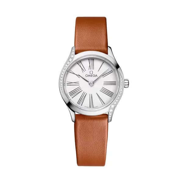 Omega De Ville 26 mm, acier sur bracelet en cuir