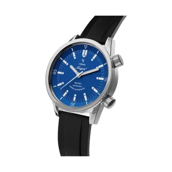 Yema Montre Yema Navygraf Super Compressor Cadran Bleu Bracelet Caoutchouc