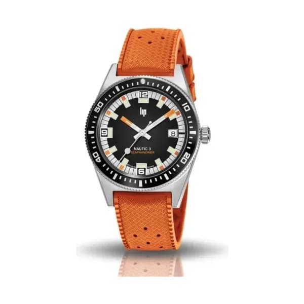 Lip Montre Lip Nautic 3 Scaphandrier 670098- Homme - cadran Noir- 39 mm - Acier inoxydable