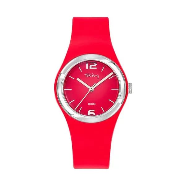 Tekday Montre Tekday en Plastique Rouge