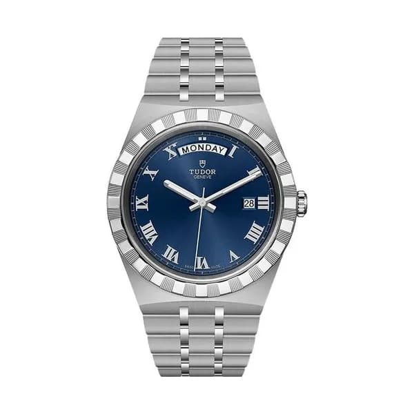 Tudor Montre Tudor Royal automatique index chiffres romains cadran soleillé bleu bracelet acier 41 mm
