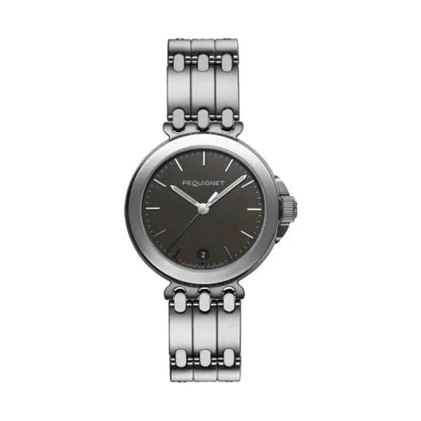 Pequignet E. Montre Pequignet Moorea - Cadran Gris & Bracelet 3 rangs 38.5mm - 4240333