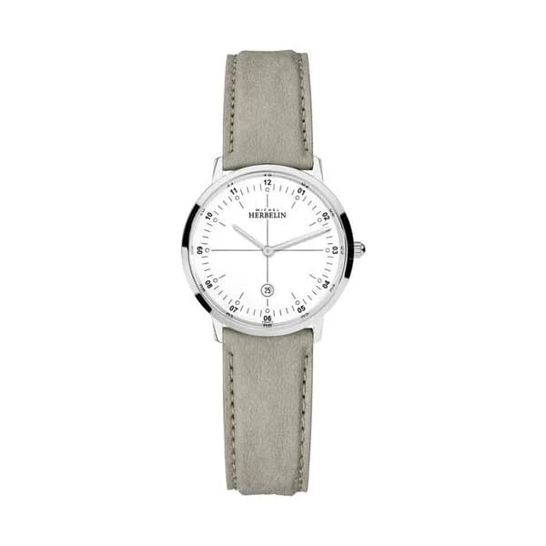 Michel Herbelin Montre Michel Herbelin City Vegan quartz cadran blanc bracelet végétal beige 30,5 mm