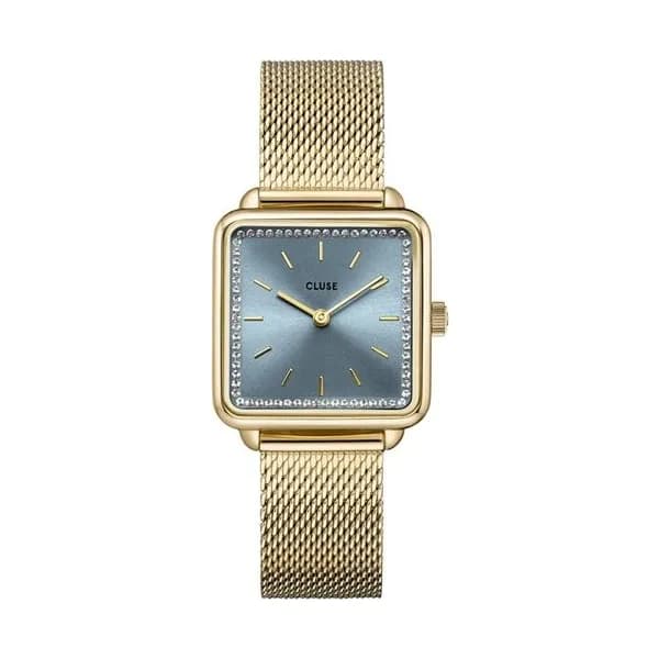 Cluse Montre Cluse Tétragone Mesh stones Light Blue, Gold Colour - 28 mm - CW10310